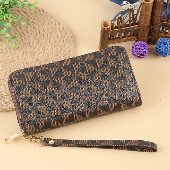 Fashionable printed single-layer zipper bag, long wallet, large capacity, multi-slot mobile phone wallet, wholesale ladies' wallet full figure