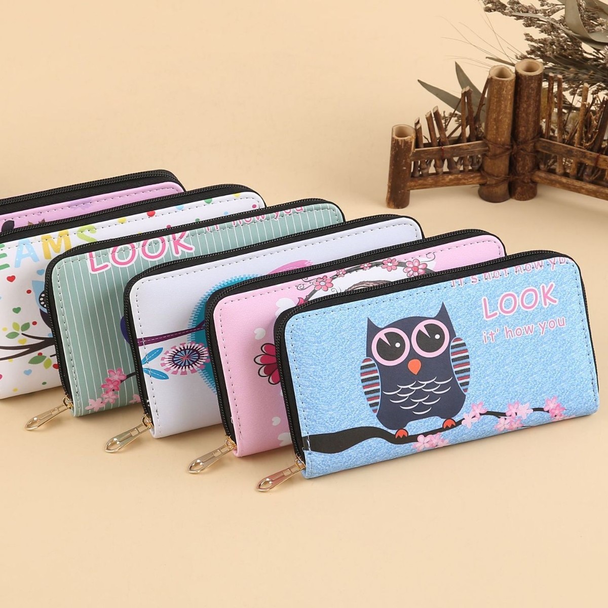 New cartoon pattern wallet for women, long clutch bag, double-zipper, large capacity coin purse, multi-purpose mobile phone case full figure