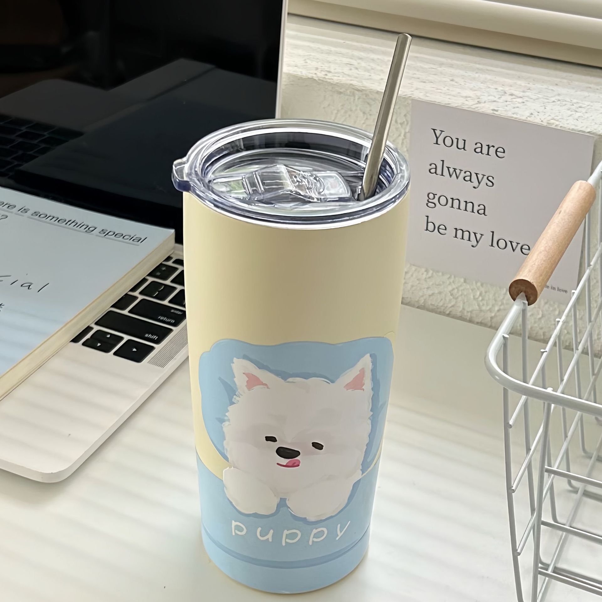 Korean-style cartoon puppy insulated cup, high appearance level 304 stainless steel water cup, high-temperature resistant portable straw cup, coffee cup Application Scenario