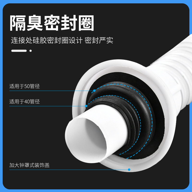 Washbasin drain pipe, washbasin drain, horizontal and vertical row, no glue application, urinal drain, telescopic pipe, vegetable basin drain Application Scenario