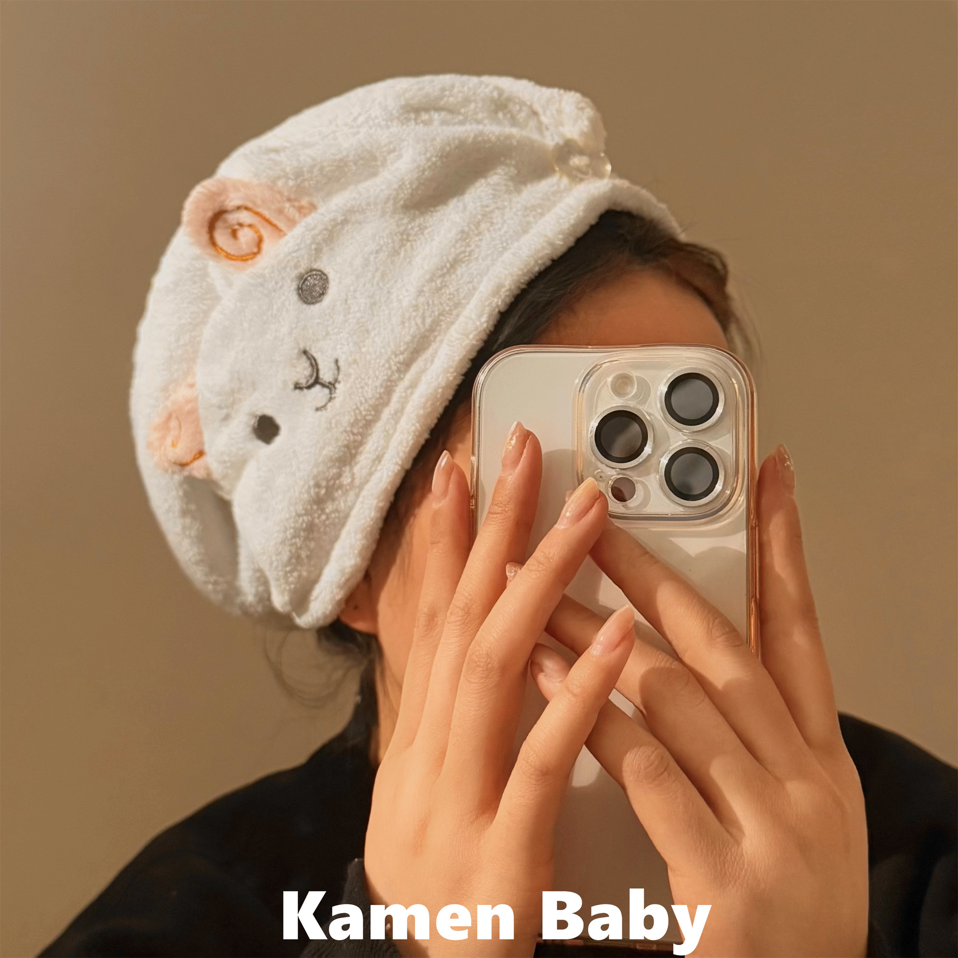 New lamb coral fleece dry hair cap for women, super absorbent and quick-drying hair towel, thickened shower cap for student bathroom full figure