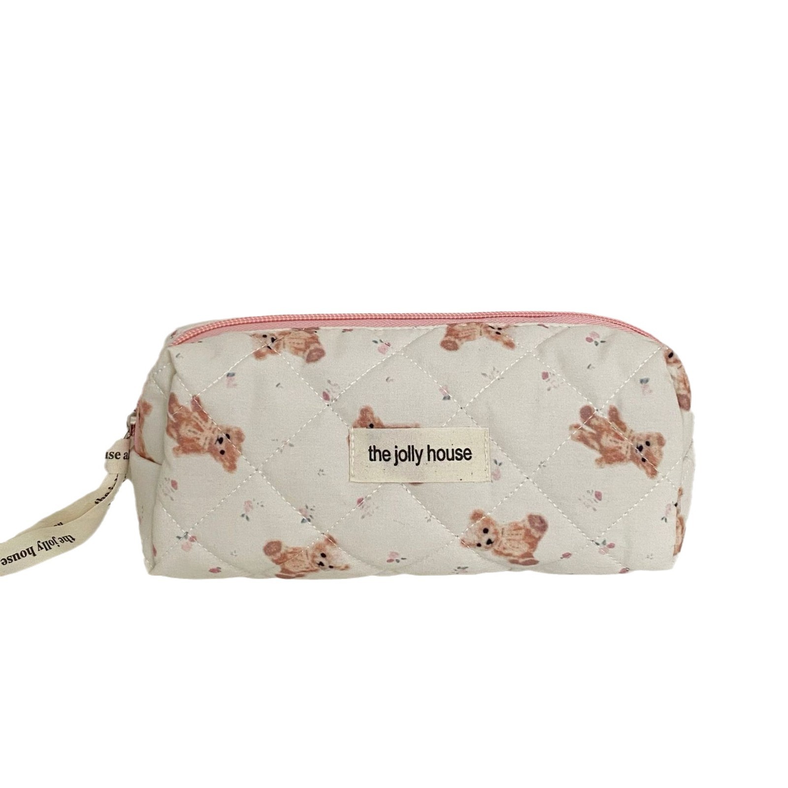 Cross-border pink bear makeup bag, women's portable large-capacity hand-held toiletry bag, cosmetics and skin care products storage bag Item Picture