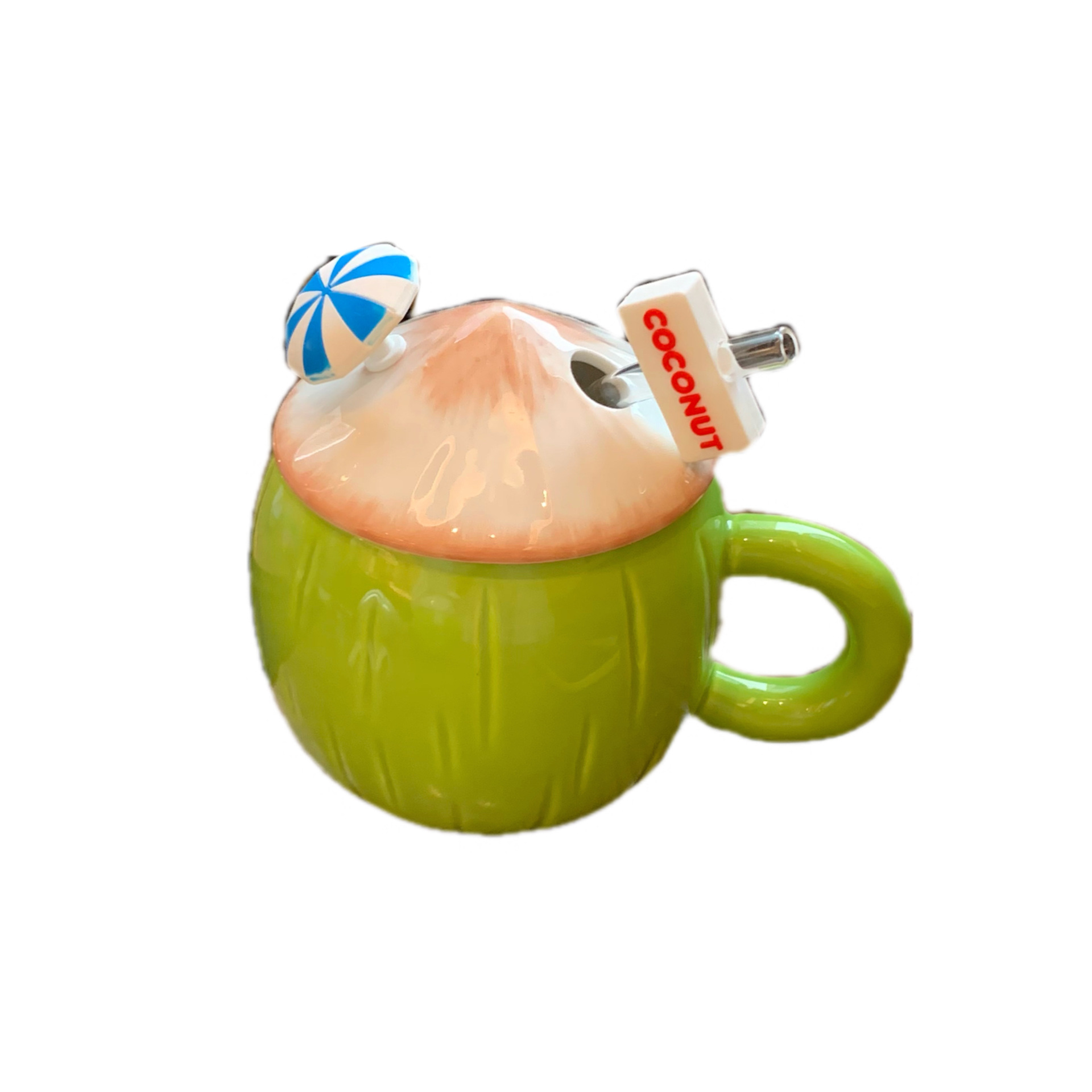 Creative coconut mugs for girls' home use with LIDS, student breakfast milk oat straw cups, dessert cups, souvenirs Item Picture