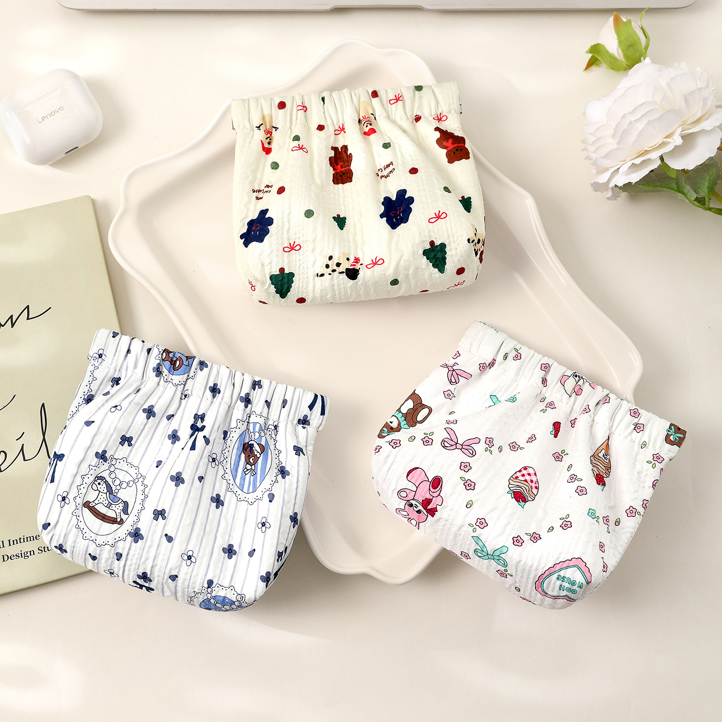 New linen wallet, fabric Korean-style coin case, simple and fashionable canvas cartoon key, cute storage bag, coin purse Specification drawing