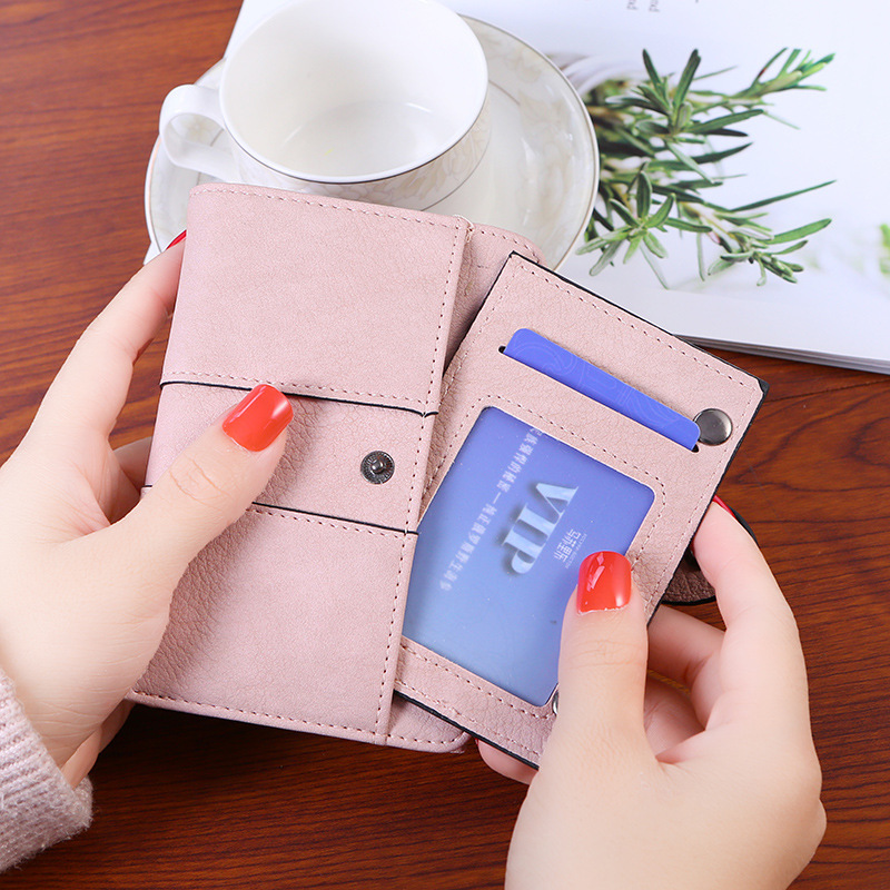 Women's wallet Korean version 20% off. Solid color short buckle student wallet, new styles for spring, autumn and winter, factory direct sales Specification drawing