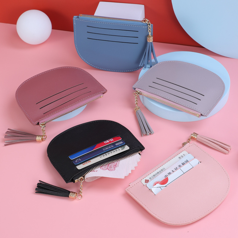2022 New fringed women's card holder, card case, coin purse, women's zipper, multiple slots, company LOGO full figure