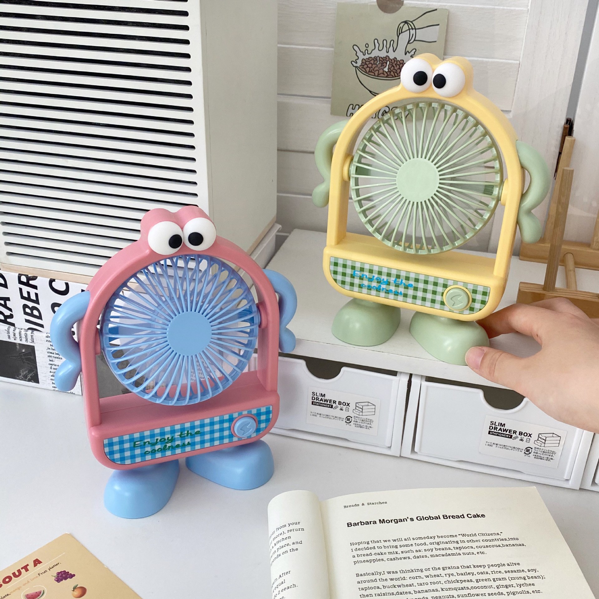 Summer Dopamine Monster Fan desk Children's silent desktop small office desk cooling Mini fan Application Scenario