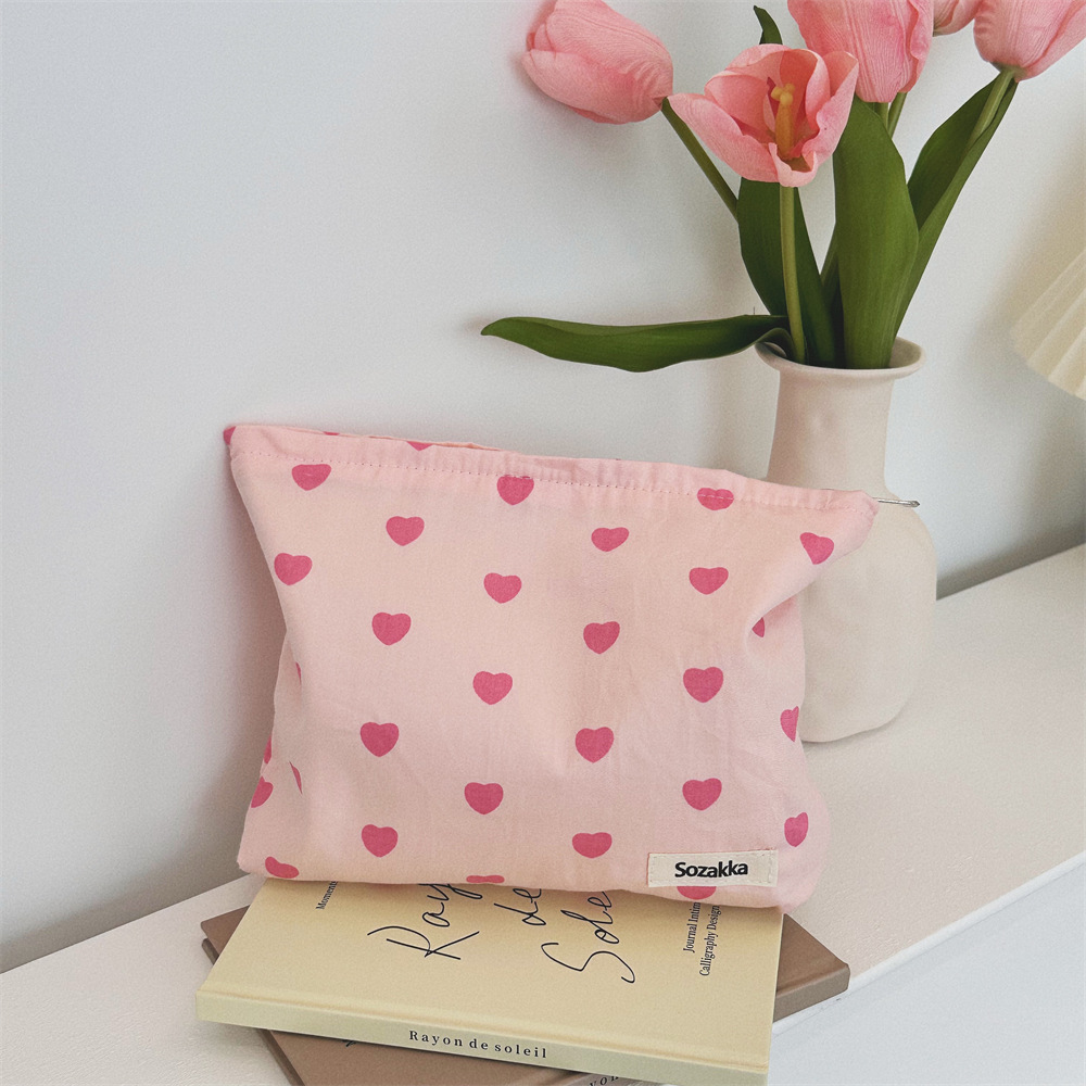 47131 ins Pink heart Summer Tote versatile single-shoulder bag, commuter college student class bag, underarm canvas bag full figure