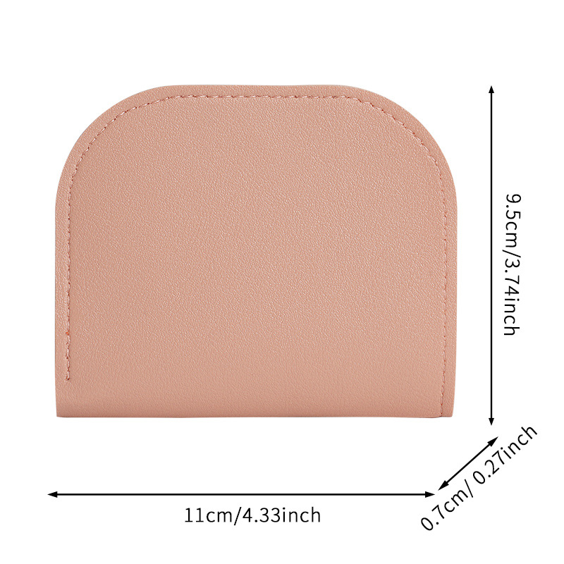 PU Ladies' short wallet, Korean style, fresh and simple folding, ultra-thin imitation leather wallet clip, buckle mini coin purse wholesale Item Picture