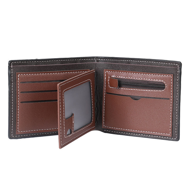 A stylish new frosted men's wallet, short, large-capacity, fashionable and retro three-in-one bag, men's wallet with multiple layers Specification drawing