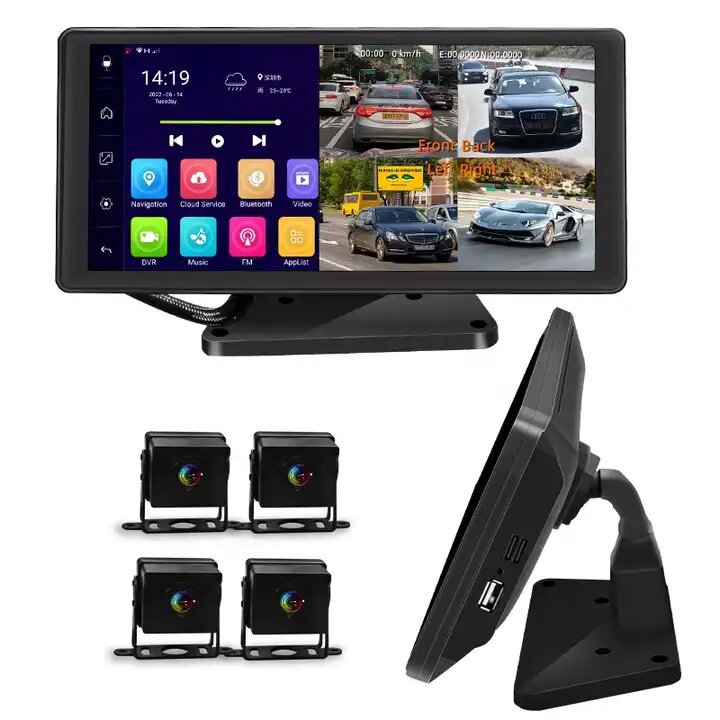 360-degree quad-camera 4G Android10.36 "car dashboard GPS navigation high-definition 720p hard disk full figure