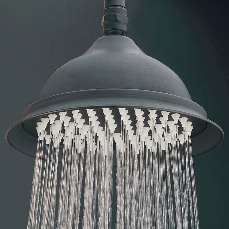 All-copper showerhead, antique copper top showerhead, universal, anti-leakage and anti-clogging plug, black antique copper shower head, single-head patterned edge details Picture