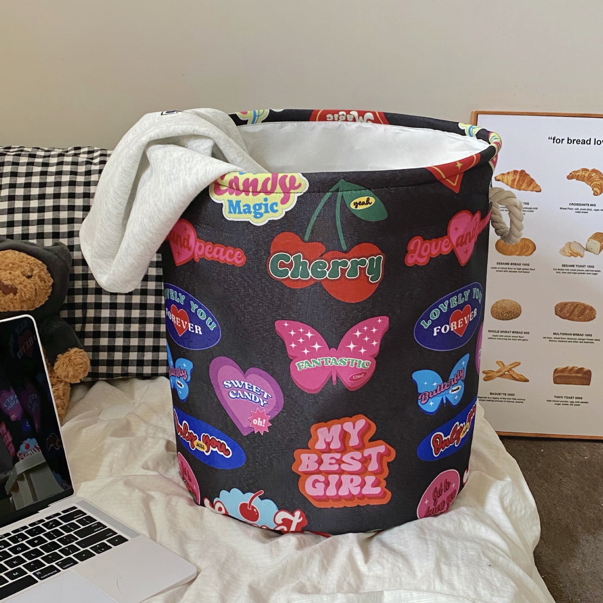 2024 New original retro dirty clothes basket, dirty clothes storage basket, toy storage basket, household foldable laundry basket Item Picture