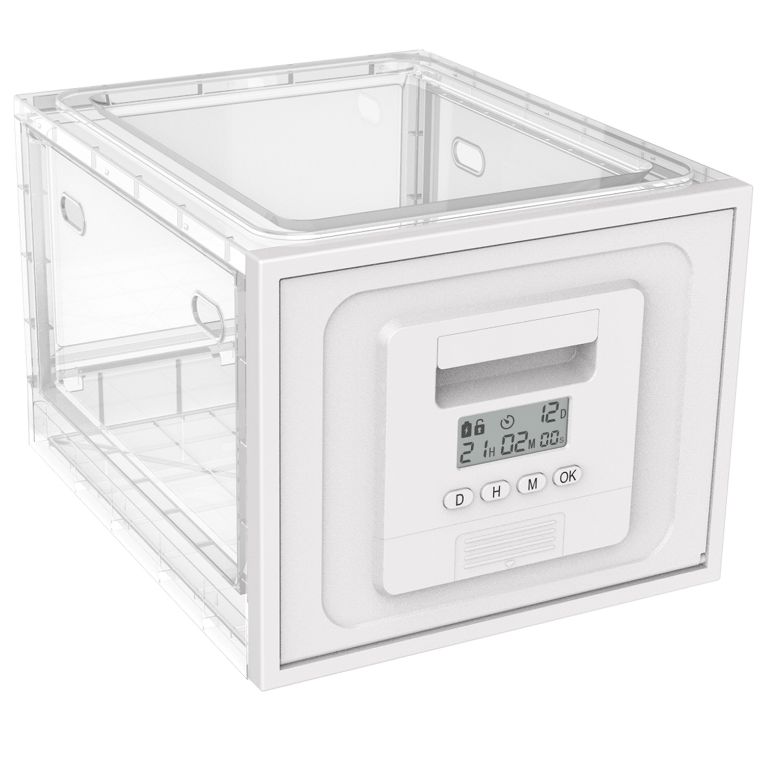 Timed unlocking or password opening, food folding storage box, snack storage box, mobile phone prison, timed medicine box full figure