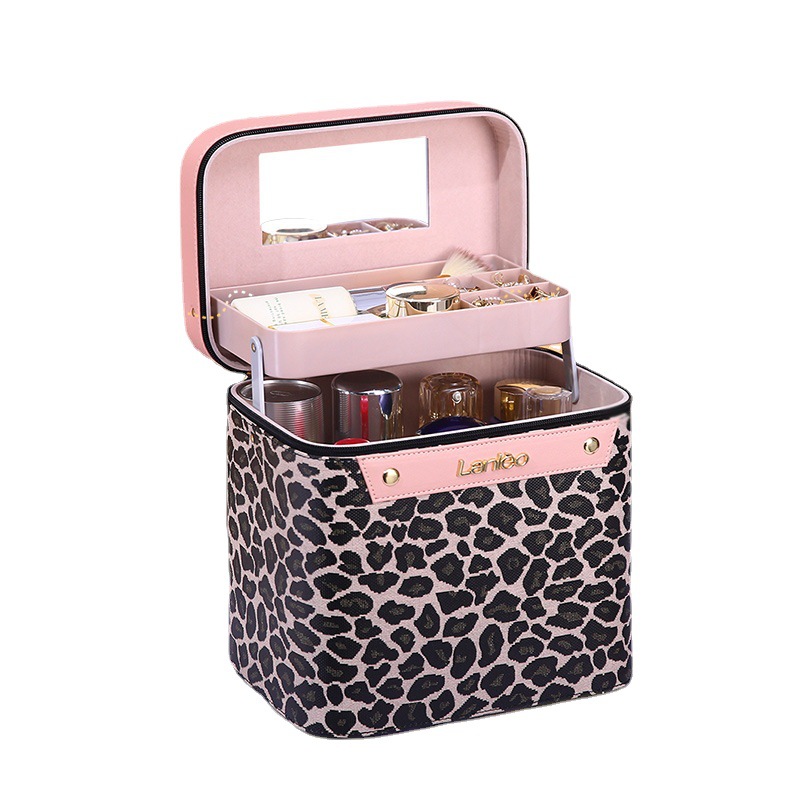 Wholesale cosmetic bags for women, large-capacity portable 2022 new style, super ins style, high appearance level, leopard print hand-held storage box Item Picture