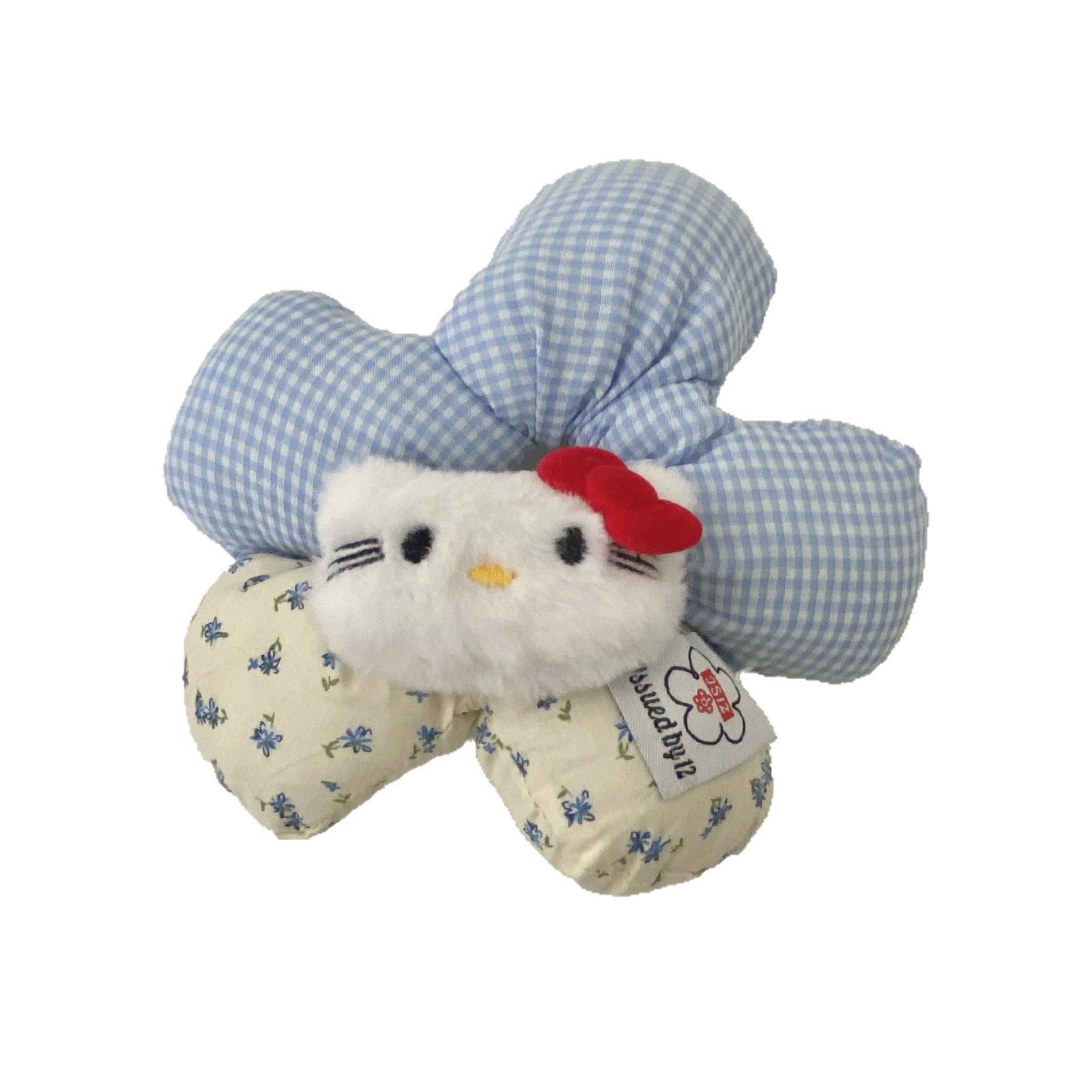 Cat-shaped checkered flower design, high appearance level, big circle, elegant bun, hair tie, creative girls' hair flower and hair accessory Item Picture