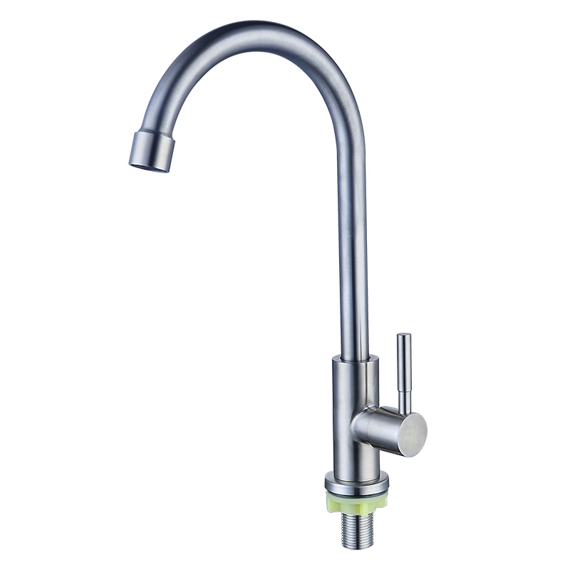 The stainless steel 304 kitchen single-cooling faucet for foreign trade is a household kitchen sink for washing dishes and vegetables. The faucet can be rotated Item Picture
