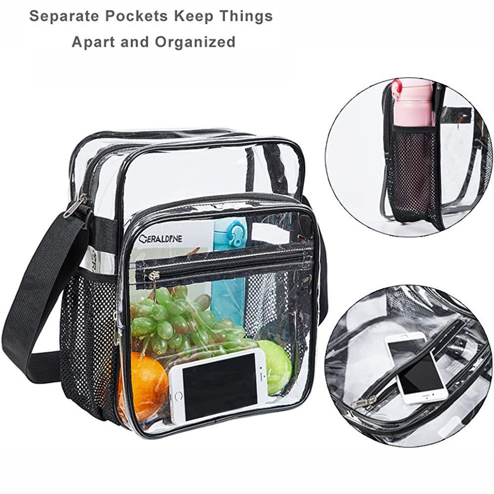 Amazon's best-selling pvc stadium approved transparent crossbody bag with adjustable shoulder straps, suitable for concert sports Specification drawing
