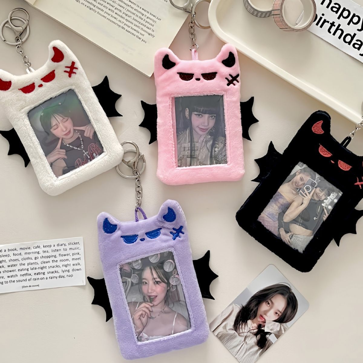 Bat Demon plush card case, Korean Instagram Polaroid, Goo Card, meal card, bus access card, idol display pendant Application Scenario