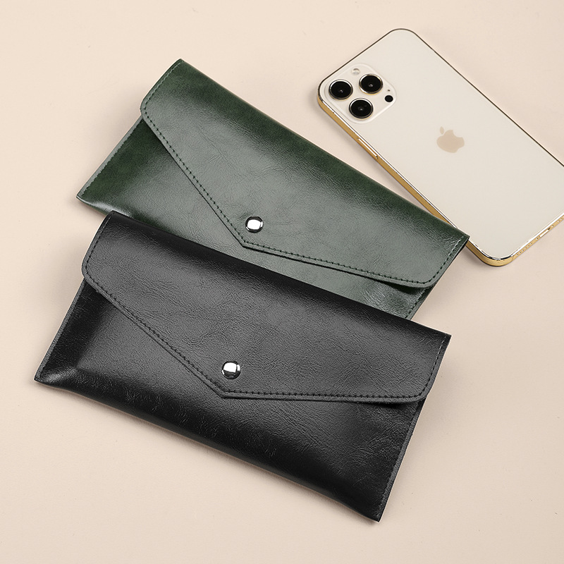 New women's wallet, long and thin hand-held bag, simple and fashionable, large-capacity soft leather wallet, mobile phone case wallet Specification drawing