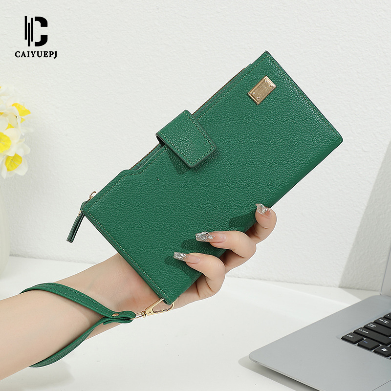 New cross-border women's wallet with large capacity, fashionable clutch, multiple slots, women's long wallet with buckle, long wallet full figure