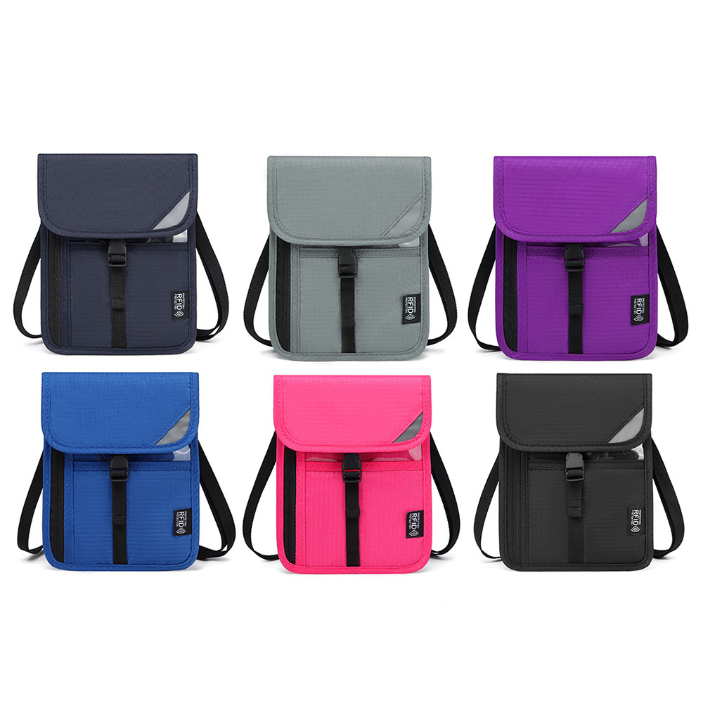 Wholesale of new cross-border RFID anti-shielding and anti-fraud large-capacity PVC neckline Oxford cloth passport bags and document bags full figure