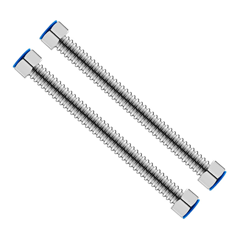 sus304 stainless steel corrugated pipe water heater cold and hot explosion-proof inlet and outlet water pipes, 4-point metal hose factory direct sales Item Picture