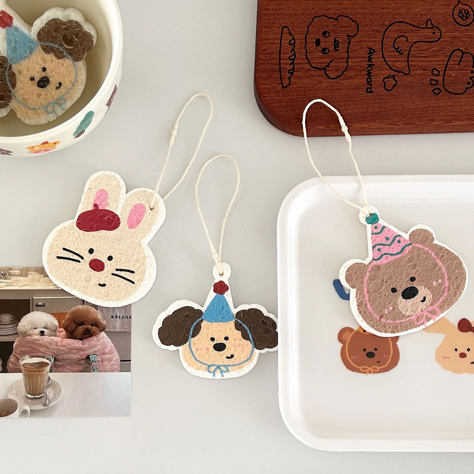ins Cute natural wood pulp cotton cloth, a perfect tool for washing dishes and POTS, a stain-removing scouring pad, a household kitchen cleaning tool Item Picture