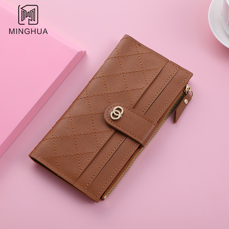New long women's wallet 2023 summer card case Women's high-end solid color zipper coin purse wholesale Specification drawing