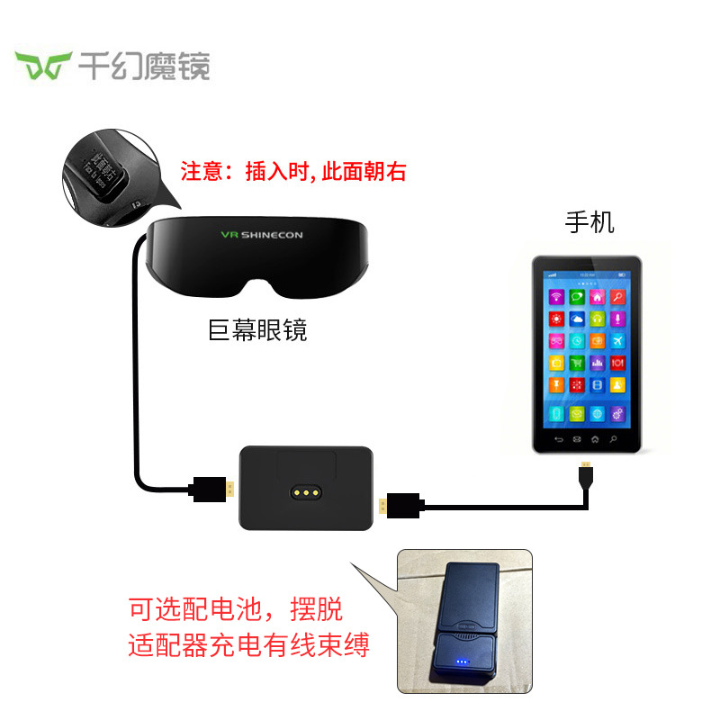 VR glasses, Qianhuan Glass, panoramic head-mounted immersive visual experience, IMAX giant screen smart glasses Specification drawing