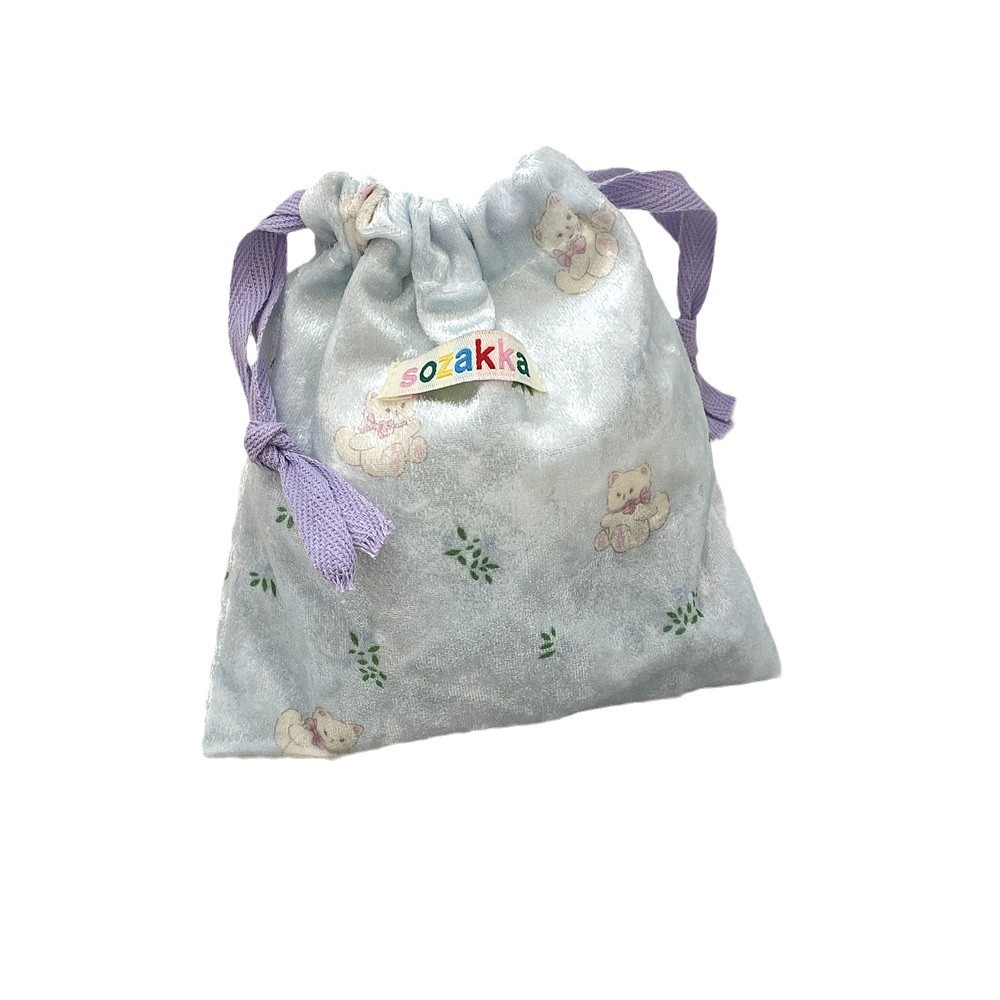 43222 Cartoon Bear drawstring storage Bag with drawstring opening, cosmetic bag, miscellaneous opening, red envelope, coin bag, Travel Sorting bag Item Picture