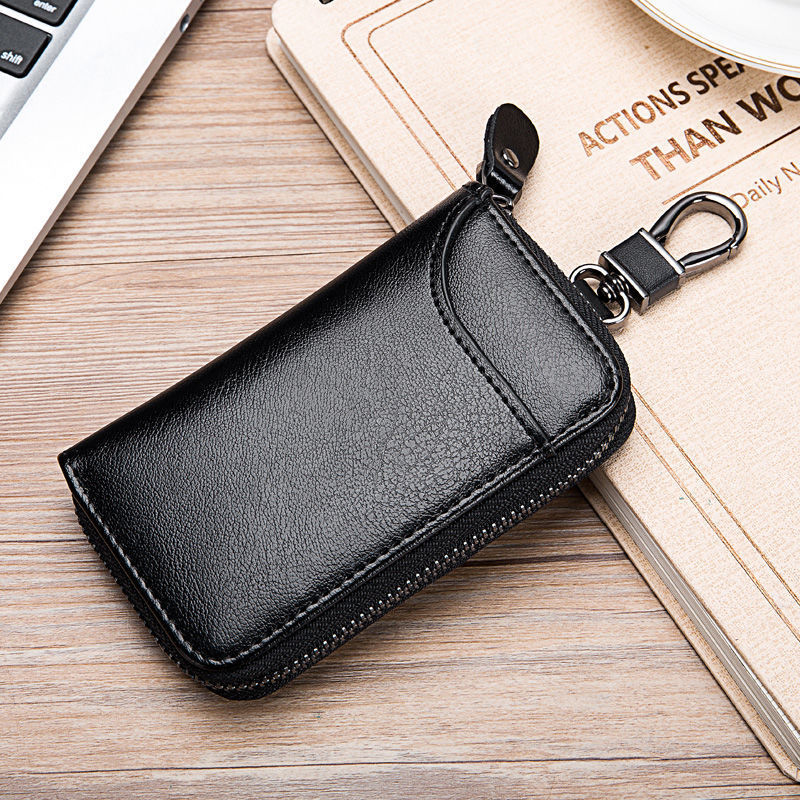 Key case, men's large-capacity genuine cowhide business and household simple zipper waist-hanging car multi-functional card case Application Scenario