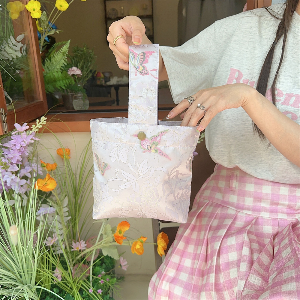 4592 ins Brocade Butterfly Work Small Handbag, Small Canvas Bag, Shopping tote bag, Bucket Bag, organizing and storage bag Specification drawing