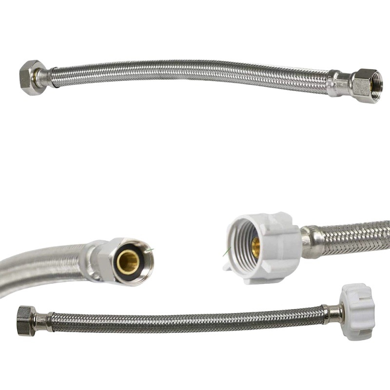 Cross-border stainless steel braided hose 7/8-3/8-9/16 Toilet inlet hose, cold and hot water high-pressure explosion-proof hose Item Picture