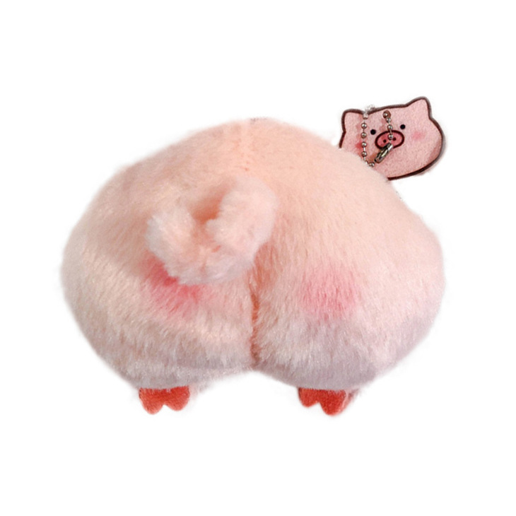 A trendy pig-nosed plush coin purse with an Ins-style cute mini cartoon headphone case and keychain pendant Item Picture