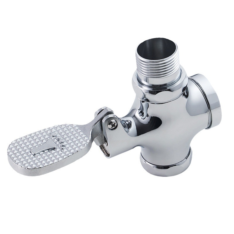 All-copper foot pedal valve, foot pedal type flushing valve for school engineering toilets, four-way foot pedal valve for public restrooms Item Picture
