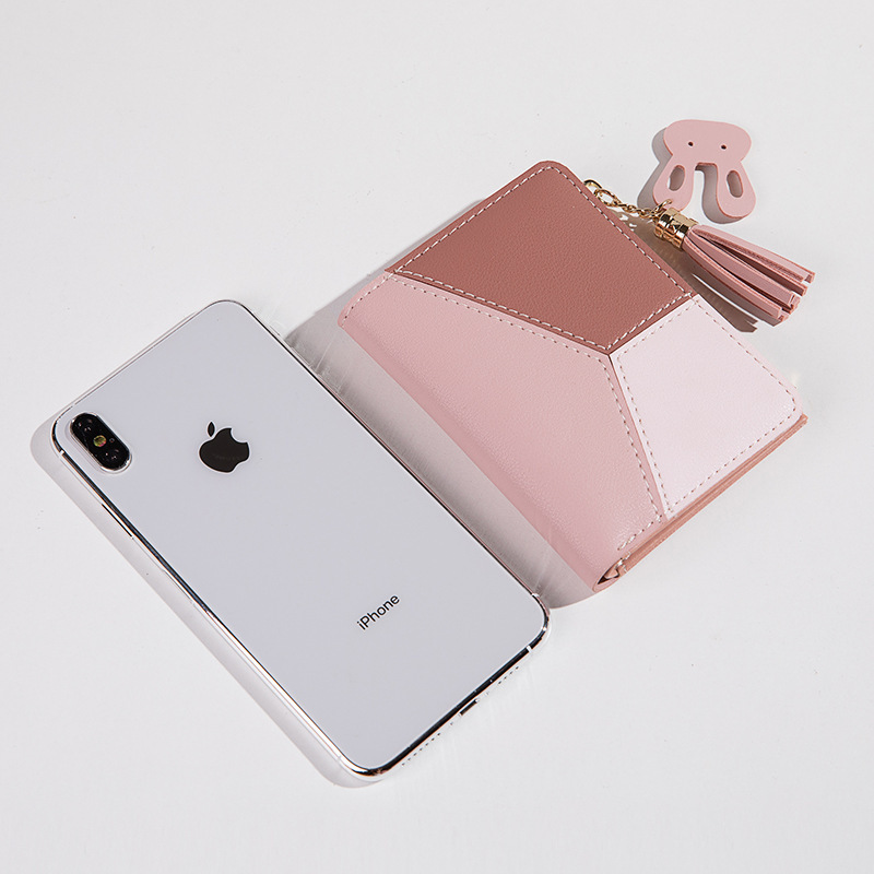 Wholesale 2020 new style wallet, short women's zipper wallet, Korean style tassel, simple and versatile coin purse Specification drawing