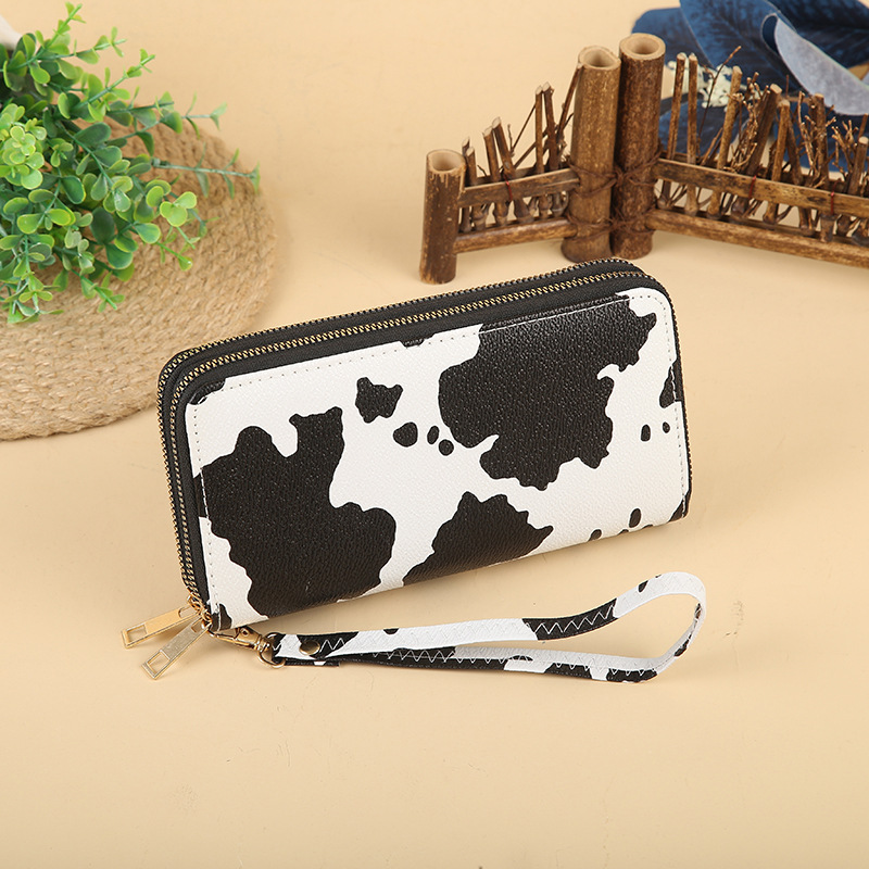 The new double-pull coin purse can be made with logo for wholesale of foreign trade bags, women's bags, casual printed wallets and clutch bags full figure