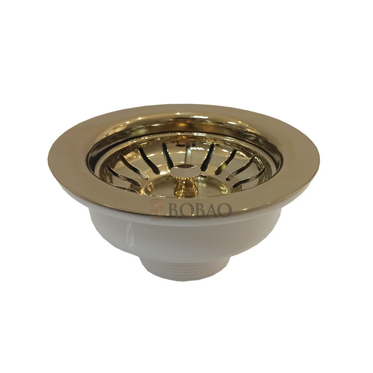Wholesale manufacturer of retro copper kitchen drainpipe, sink, filter screen, single and double sink drain Item Picture