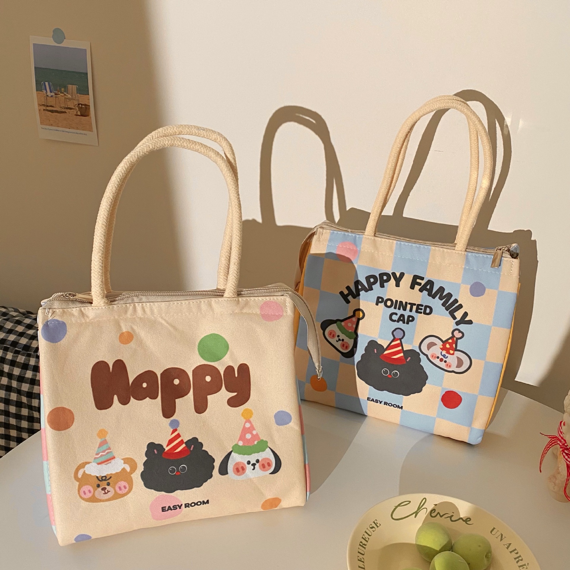 Cute lunch box bag for students and office workers, thickened aluminum foil hand-held bag, insulated bag, lunch box bag for girls full figure