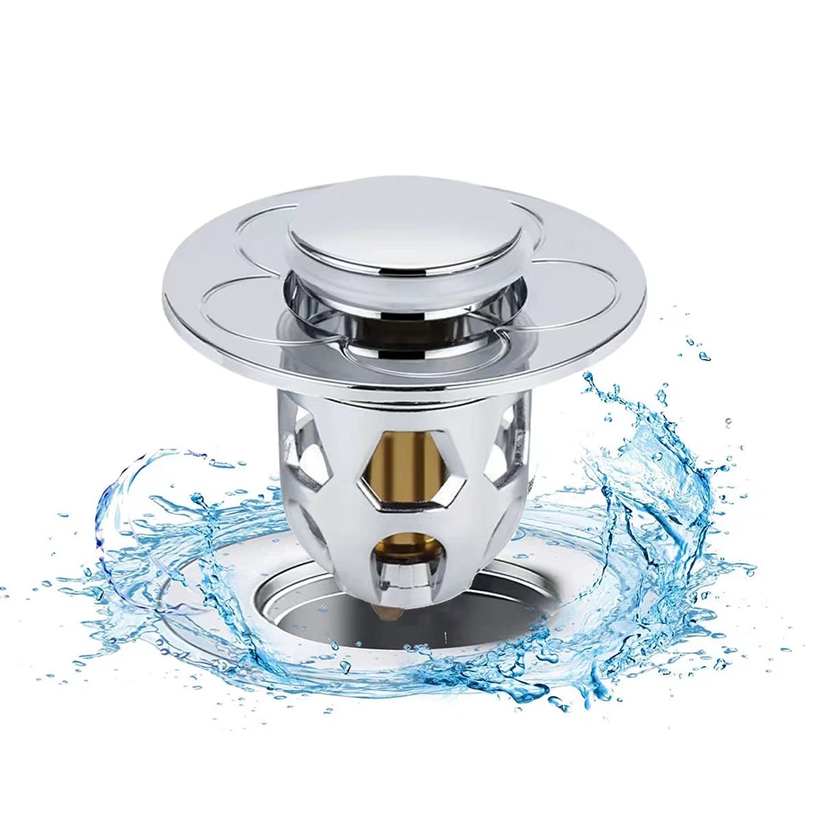 Genuine washbasin leak-proof plug, press-type washbasin jumping core, anti-odor copper core drain, universal for bathrooms Item Picture