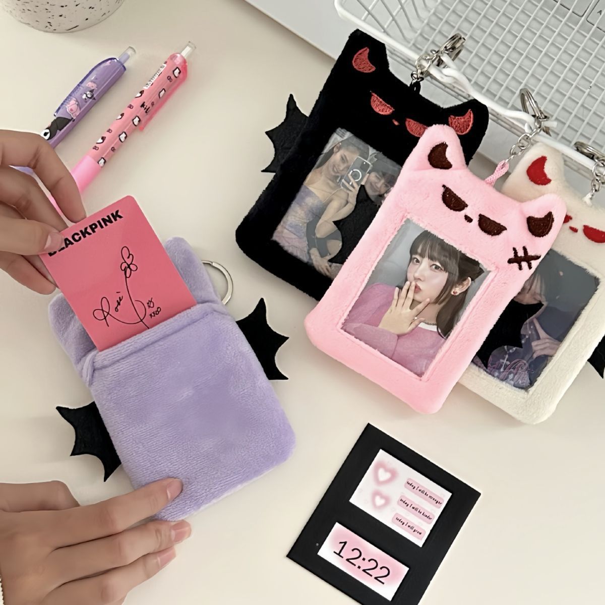 Bat Demon plush card case, Korean Instagram Polaroid, Goo Card, meal card, bus access card, idol display pendant Specification drawing