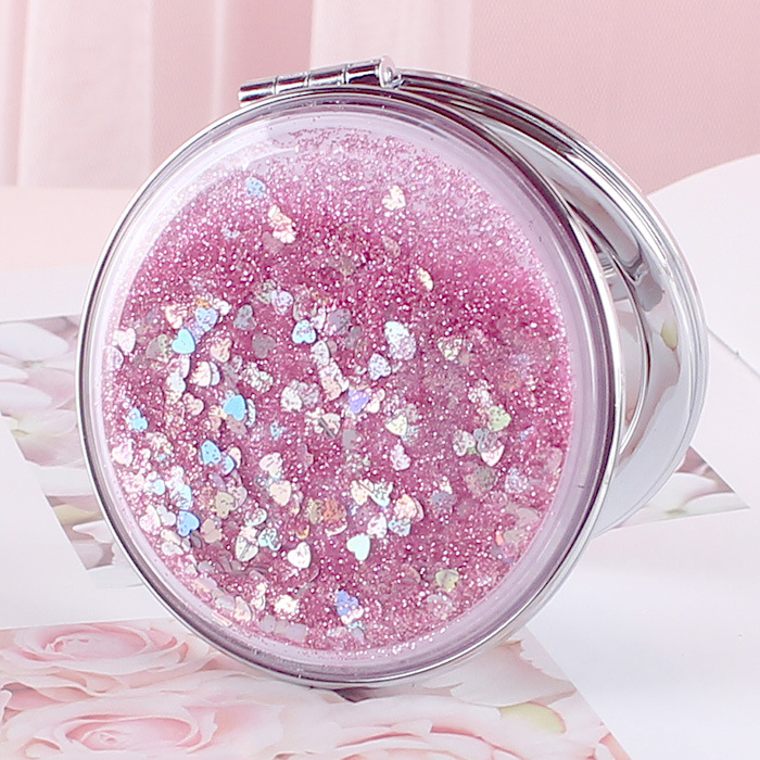 A cute double-sided magnifying mirror by a student with a girlish heart, a small handheld portable flip cover and folding makeup mirror full figure