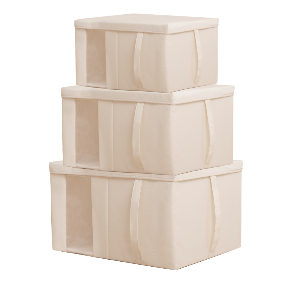 Amazon cross-border quilt storage box, transparent window, cotton and linen bedroom quilt storage bag, clothes drawer storage box Item Picture