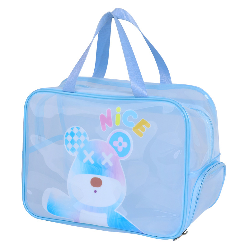 Large-capacity makeup bag, women's portable hand-held transparent cartoon beach bag, waterproof swimming bag, toiletry bag, storage bag Item Picture