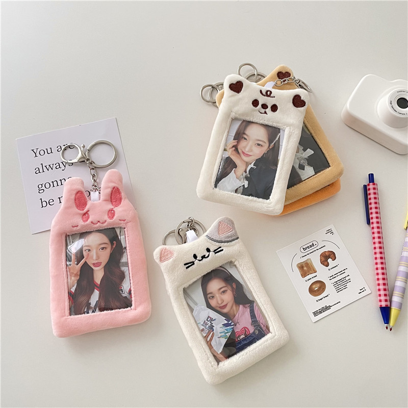 ins original plush card case, cute animal meal card from Korean campus, Polaroid idol mini card display pendant Specification drawing