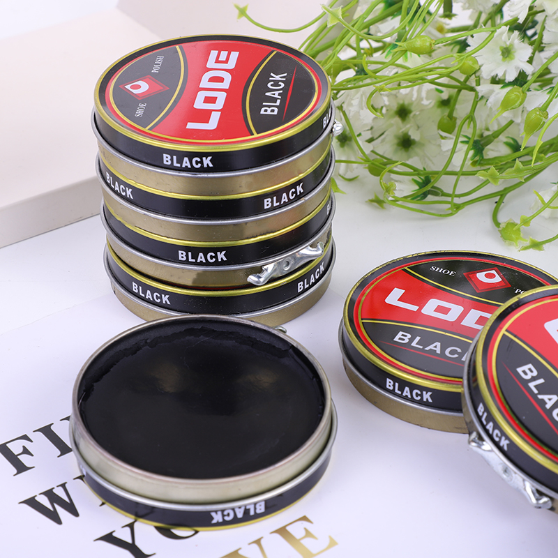LODE tin box shoe polish, black leather shoe care oil, leather care agent, shoe brush, shoe wax set details Picture