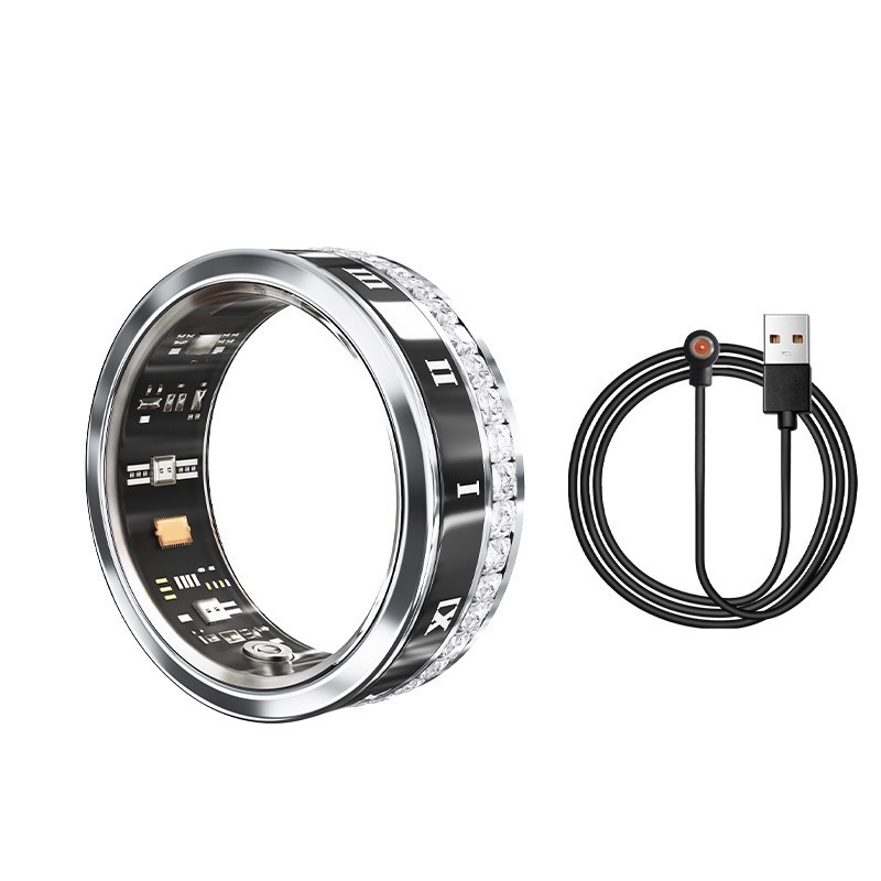 New cross-border high-end diamond-encrusted smart ring for heart rate, sleep and blood oxygen detection, multi-functional sports ring Specification drawing
