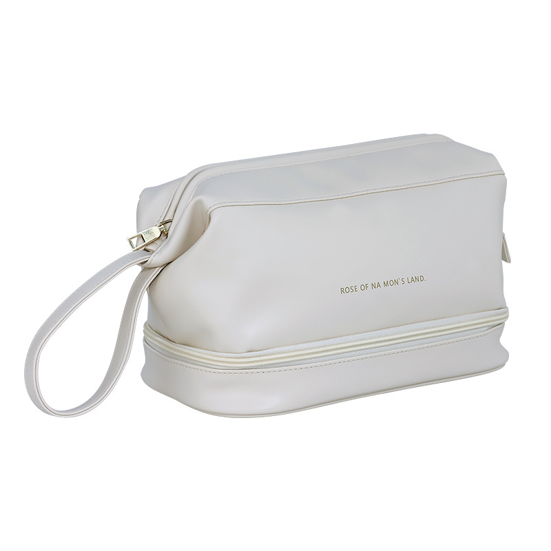 Cloud Double-layer PU Makeup Bag for Women, portable, large capacity, high appearance level travel toiletries and cosmetics storage bag Item Picture