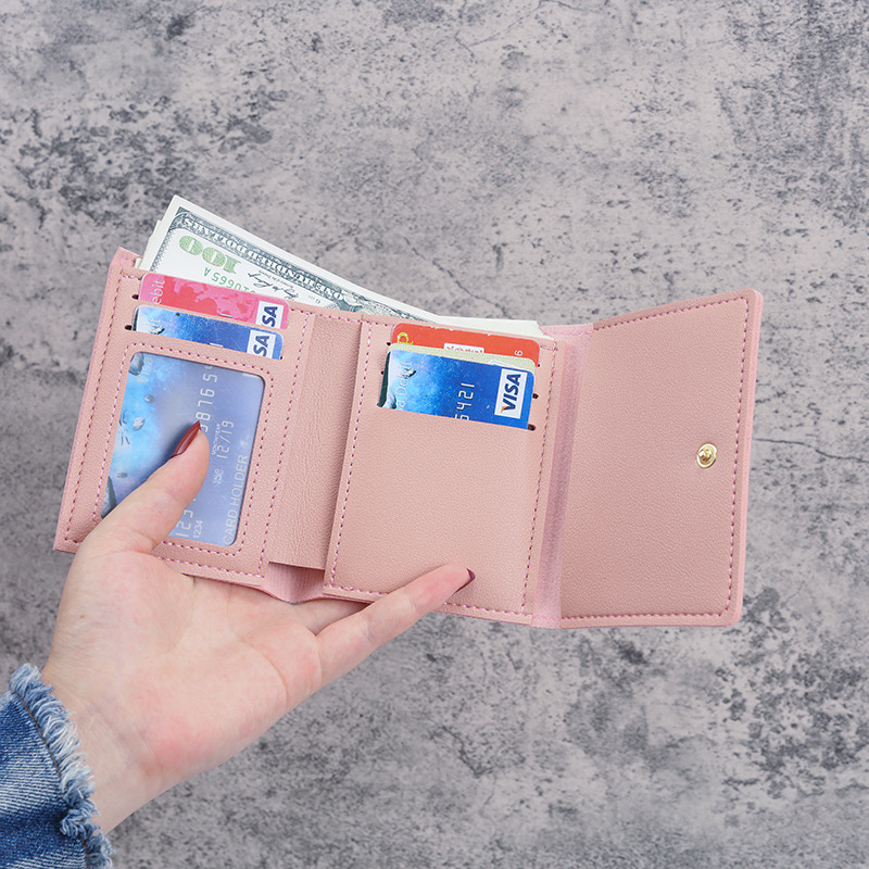 Wholesale foreign trade short 30% discount wallet, cute girl cartoon student small wallet, Korean version multi-slot lady's wallet details Picture